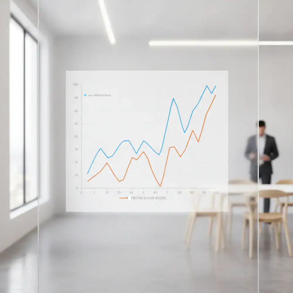 Graph showing touch responsiveness and merge chain scores